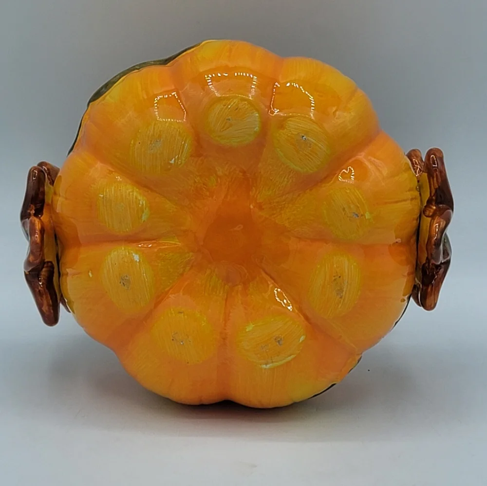 Ceramic Pumpkin Bowls Set of 2 Fall Harvest Halloween Candy Dish Centerpiece Dec